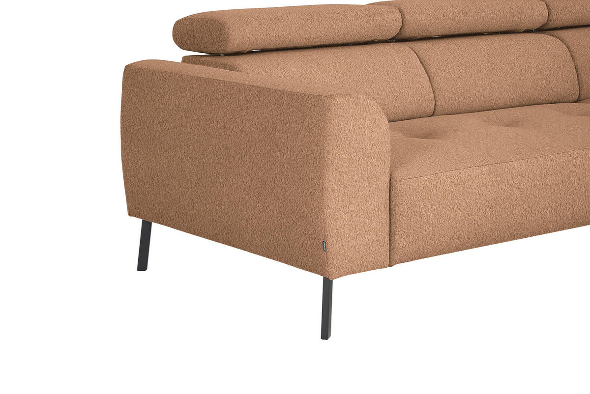 ECKSOFA in Webstoff Rostfarben  280/205 cm  - Rostfarben/Schwarz, Design, Textil/Metall (280/205cm) - Xora