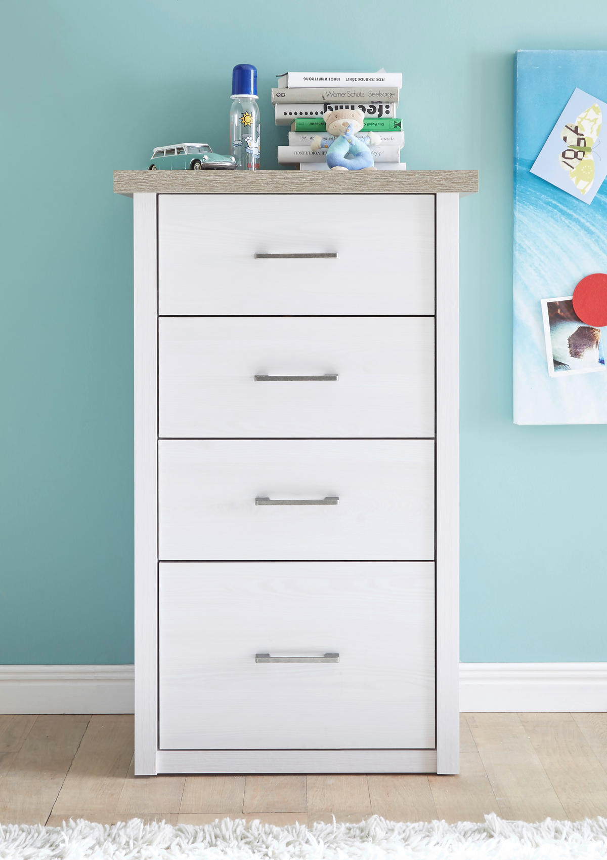 KINDERKOMMODE 60/101/43 cm  - Eichefarben/Anthrazit, Basics, Holzwerkstoff/Kunststoff (60/101/43cm)