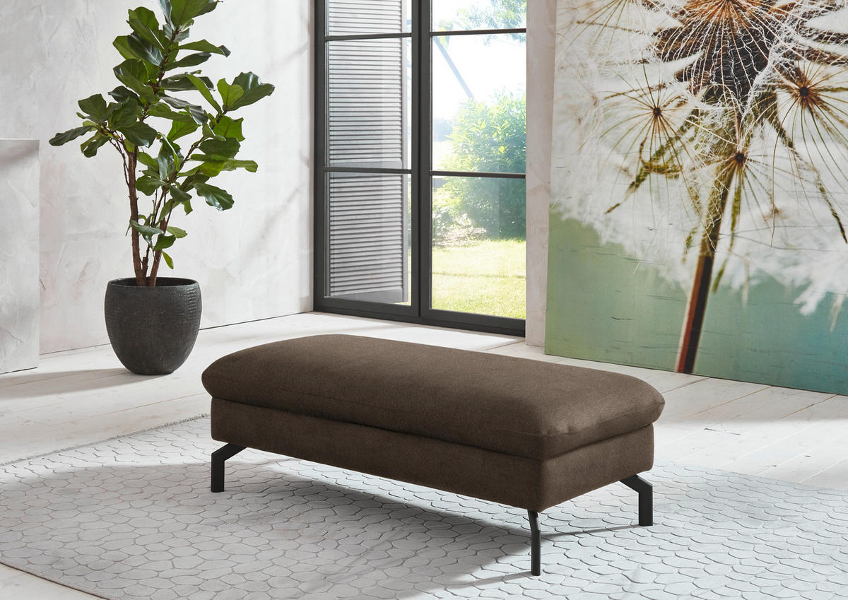 ECKSOFA in Velours Braun  - Schwarz/Braun, Design, Textil/Metall (179/306cm) - Beldomo System
