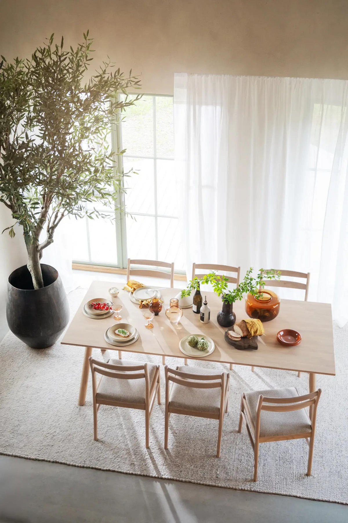 STOL   flatväv  - beige/ek Bianco, Klassisk, trä/textil (46/86/54cm) - Rowico