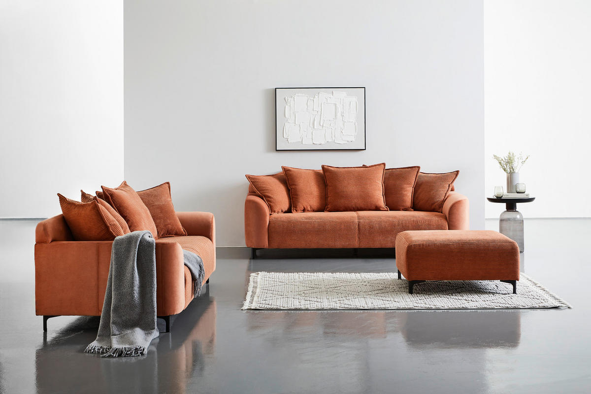 HOCKER in Textil Rostfarben  - Rostfarben/Schwarz, Konventionell, Textil/Metall (99/46/77cm) - Carryhome