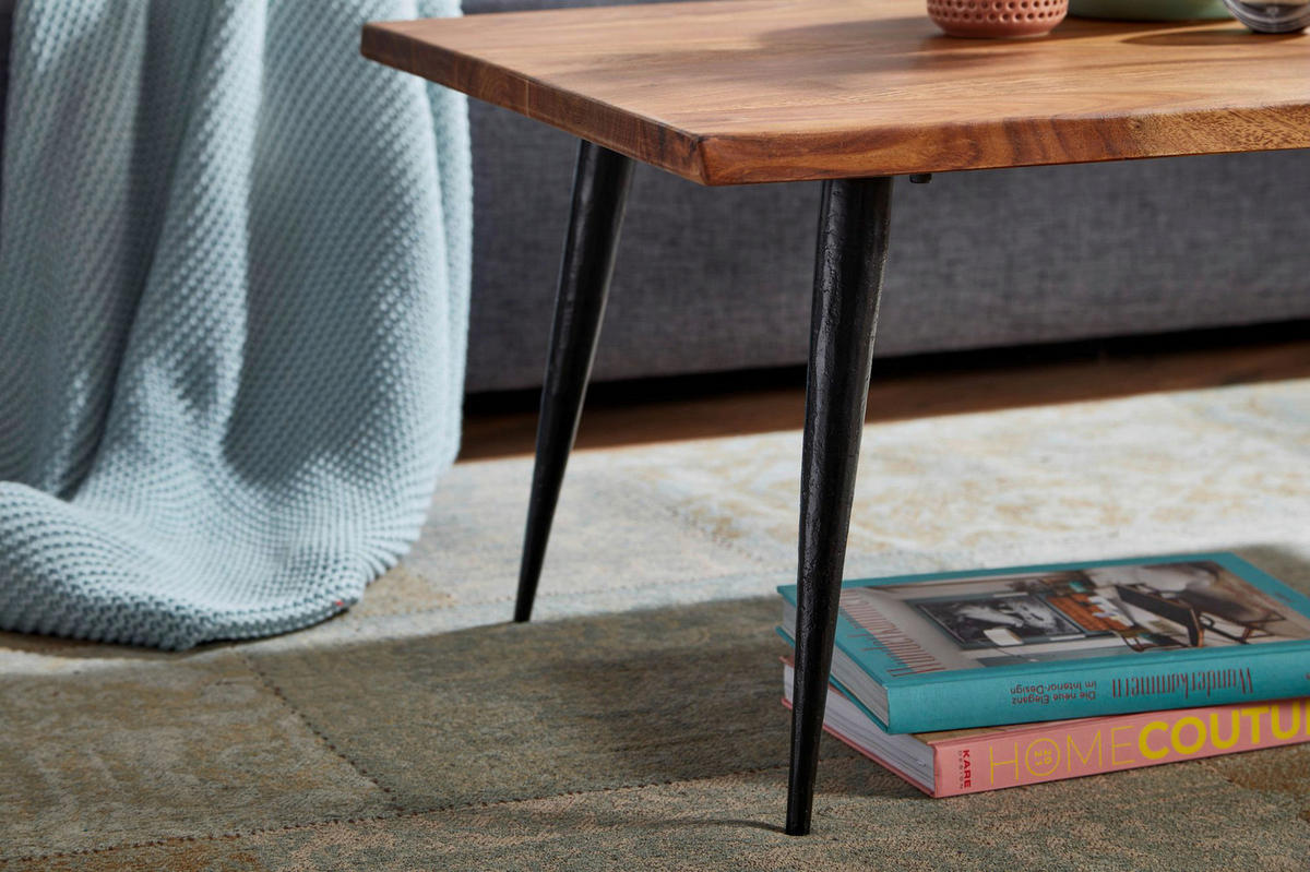 COUCHTISCH Sheesham massiv 110/60/40 cm rechteckig Sheeshamfarben  - Sheeshamfarben/Schwarz, MODERN, Holz/Metall (110/60/40cm) - MID.YOU