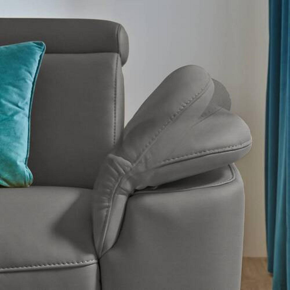 ECKSOFA in Echtleder Dunkelgrau  - Dunkelgrau/Schwarz, Design, Leder/Metall (239/285cm) - Cantus