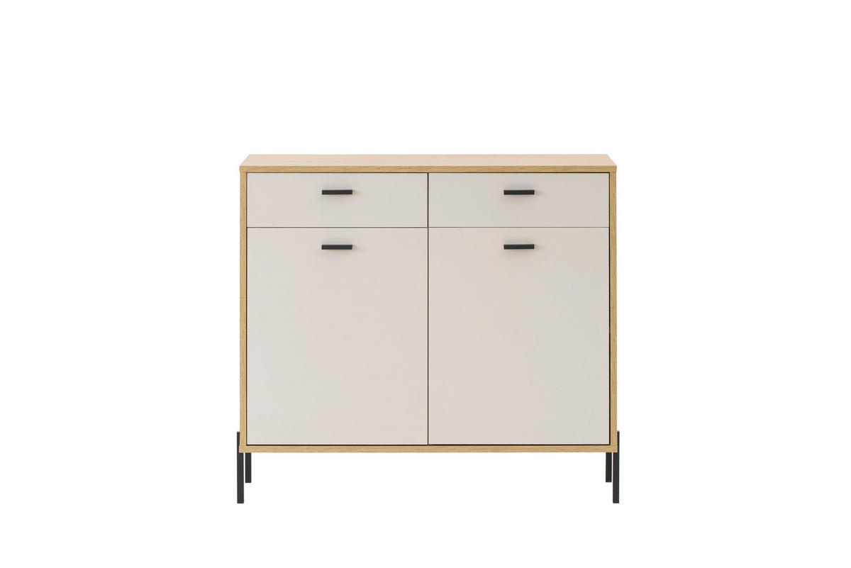 KOMMODE , 105/95/35 cm, 2 Schublade(n)  - Kaschmir/Eichefarben, Design, Holzwerkstoff/Metall (105/95/35cm) - MID.YOU