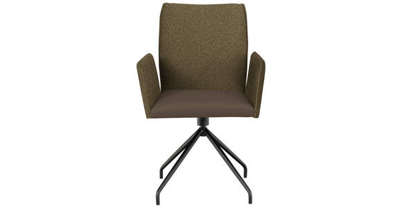 ARMLEHNSTUHL  , Stoffauswahl, Typenauswahl, Sitzfläche 360° drehbar  , Mikrofaser  ,  - Schwarz/Braun, Design, Textil/Metall (60/91/60cm) - Moderano