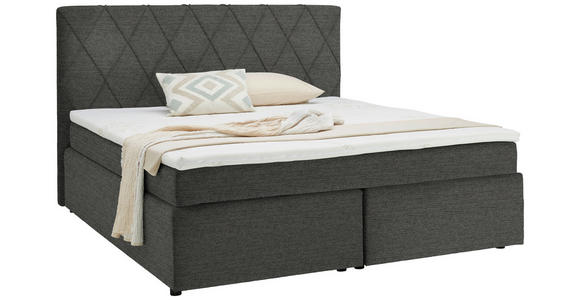 BOXSPRINGBETT 160/200 cm  in Dunkelgrau  - Dunkelgrau/Schwarz, Design, Holzwerkstoff/Kunststoff (160/200cm) - Xora