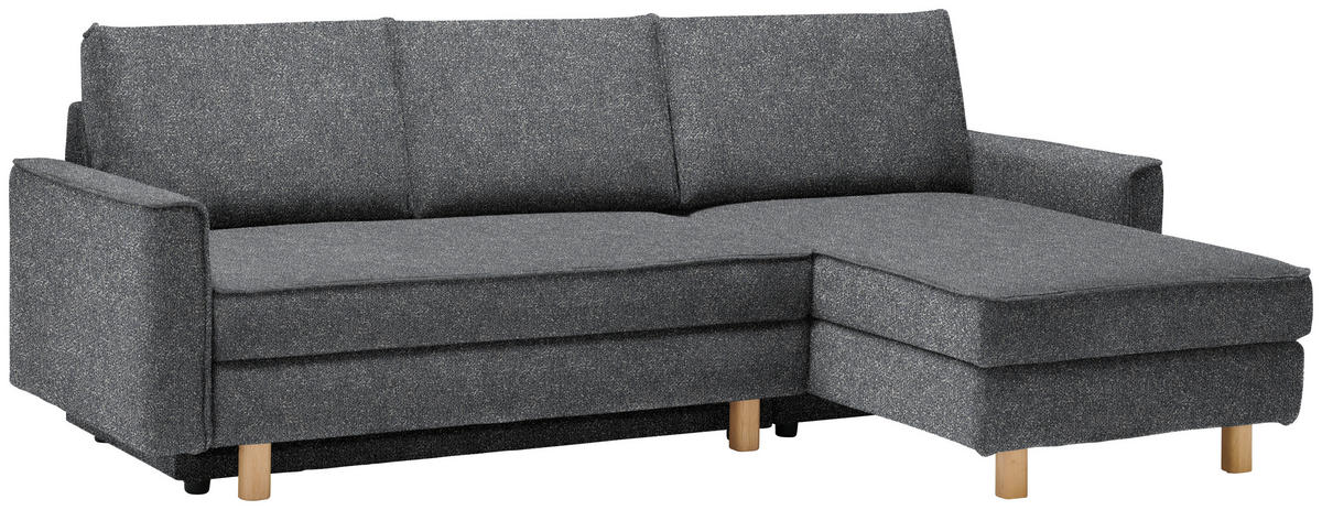 ECKSOFA  in Mikrovelours Grau  237/170 cm  - Eichefarben/Grau, KONVENTIONELL, Holz/Textil (237/170cm) - Sedda