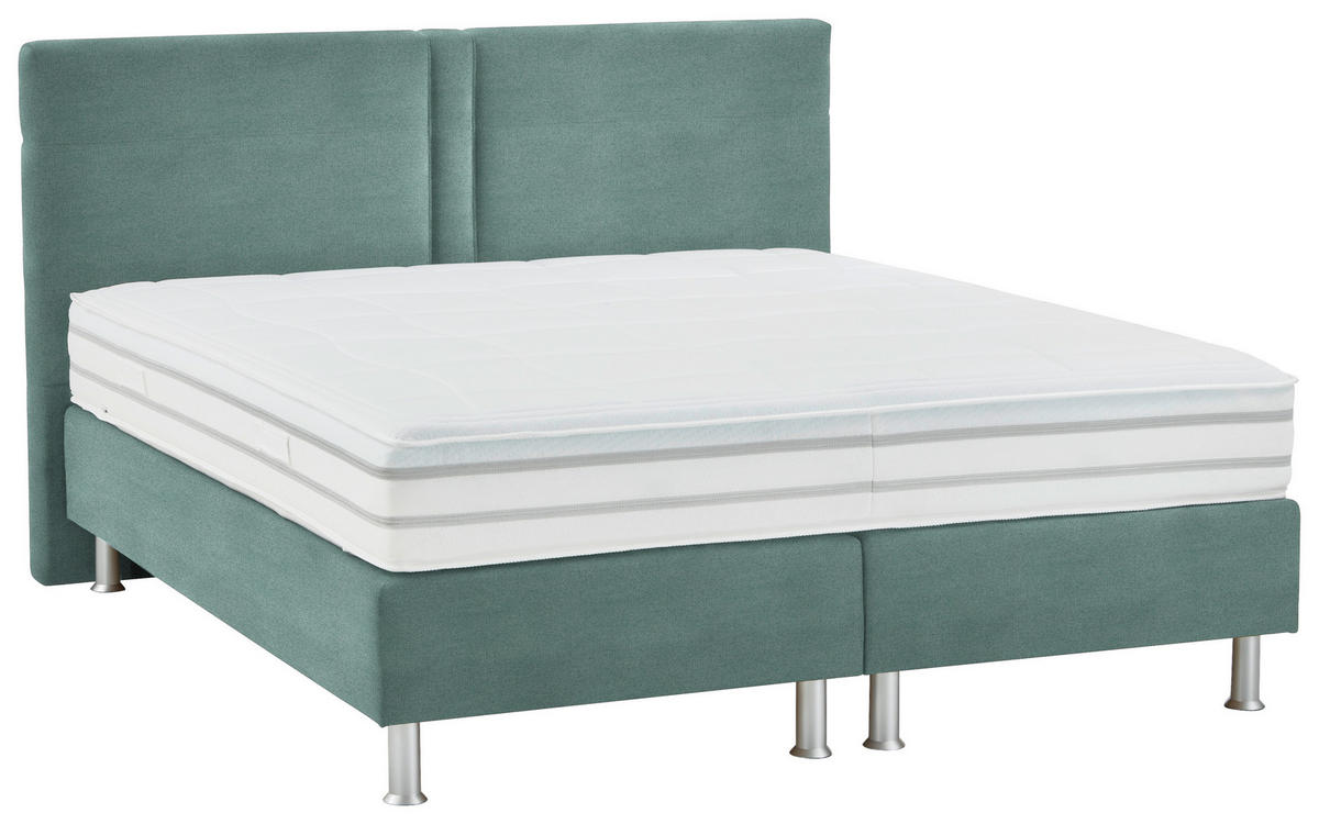 BOXSPRING KREVET 180/200 cm     zelena, tirkizna, svetlozelena, mintzelena  - mintzelena/boja aluminijuma, Moderno, tekstil/plastika (180/200cm) - Beldomo - Sleep