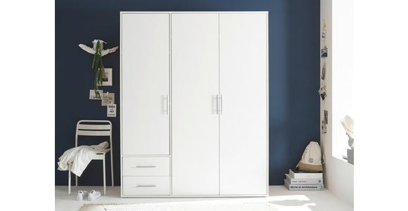 DREHTÜRENSCHRANK - Alufarben/Weiß, KONVENTIONELL, Holzwerkstoff/Kunststoff (155/195/60cm) - Carryhome
