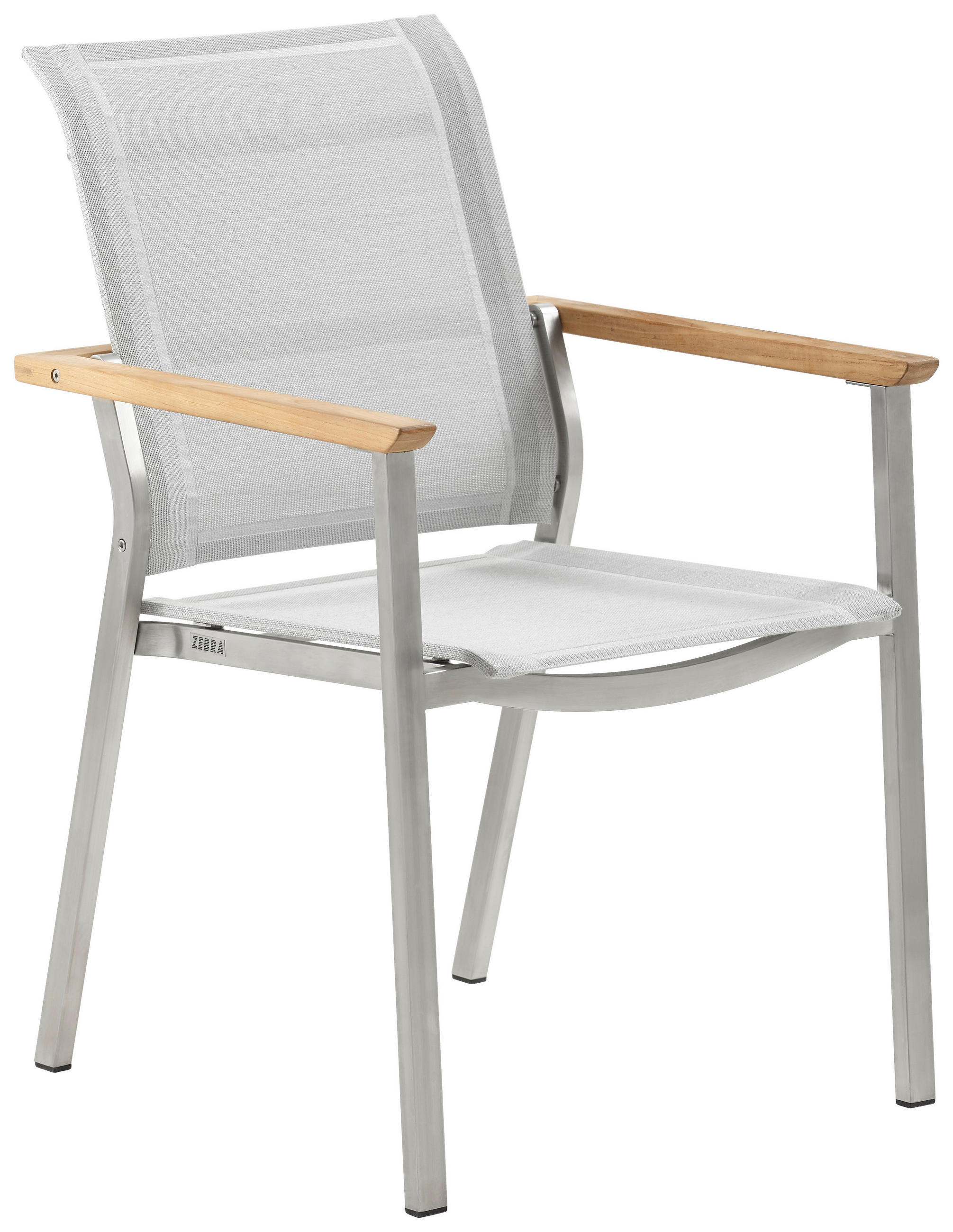 STAPELSESSEL Teakholz Edelstahl Edelstahlfarben, Hellgrau, Teakfarben  - Edelstahlfarben/Hellgrau, Design, Holz/Textil (58,5/90,5/64,5cm) - Zebra 