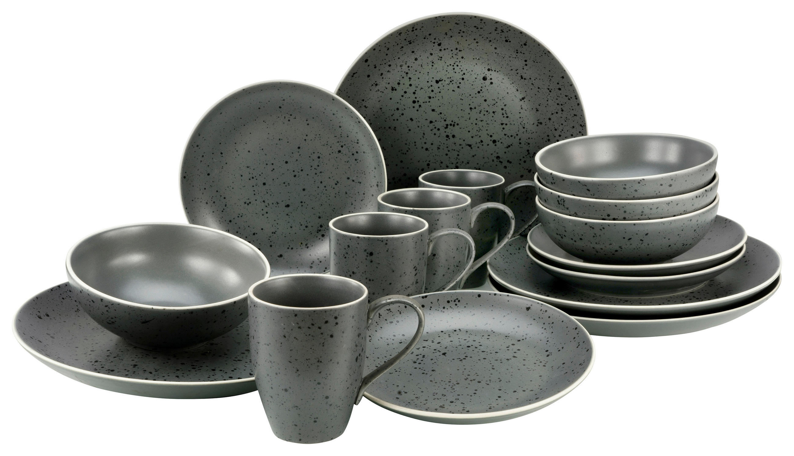 KOMBISERVICE 16-teilig - Anthrazit, KONVENTIONELL, Keramik (34/33/32cm) - Creatable