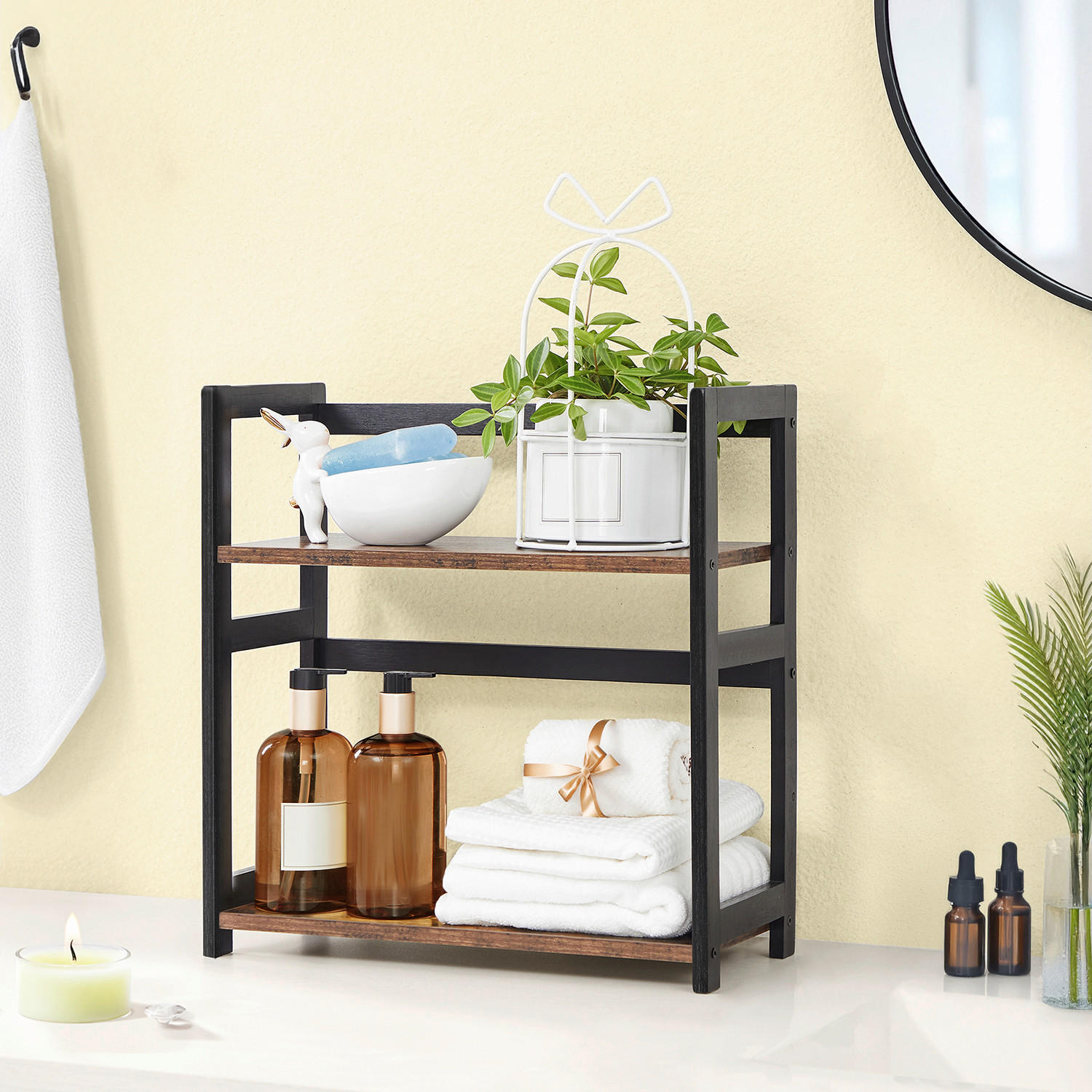 GEWÜRZREGAL - Schwarz/Braun, Basics, Holzwerkstoff/Metall (42/43/18cm)