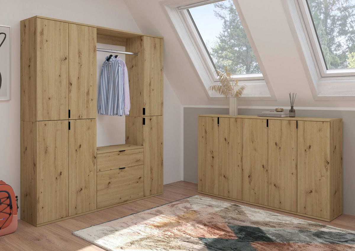 GARDEROBE 3-teilig  in 152/193/34 cm  - KONVENTIONELL, Holzwerkstoff (152/193/34cm) - MID.YOU