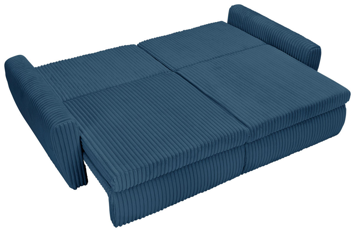 SCHLAFSOFA in Cord, Plüsch Blau  - Blau/Schwarz, Modern, Kunststoff/Textil (240/90/120cm) - Carryhome