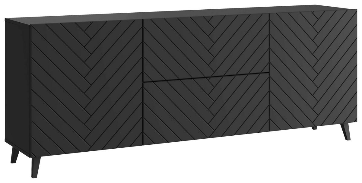 NÍZKA KOMODA, čierna, 180/69,4/39 cm - čierna, Trend, kompozitné drevo/plast (180/69,4/39cm) - Livetastic