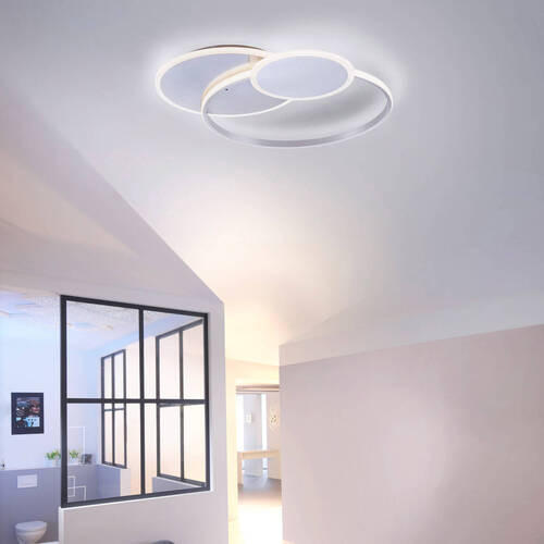 LED-DECKENLEUCHTE Emilio 65/55,5/7 cm   - Silberfarben, Design, Kunststoff/Metall (65/55,5/7cm) - Paul Neuhaus