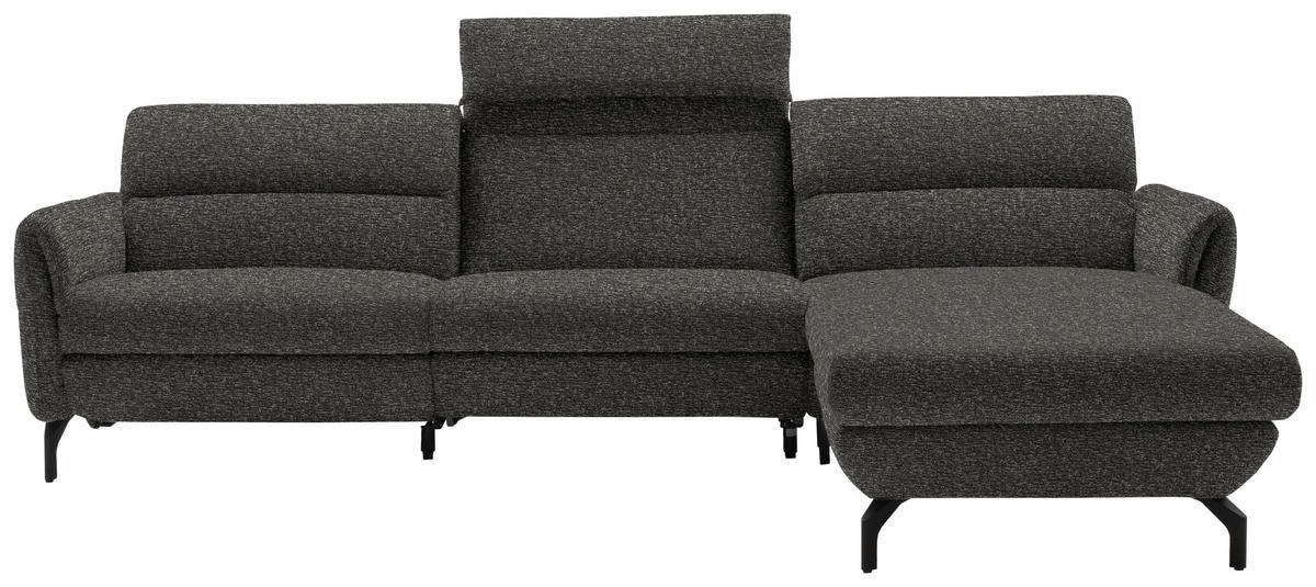 ECKSOFA in Chenille Dunkelbraun  299/187 cm  - Dunkelbraun/Schwarz, Design, Textil/Metall (299/187cm) - Schöner Wohnen