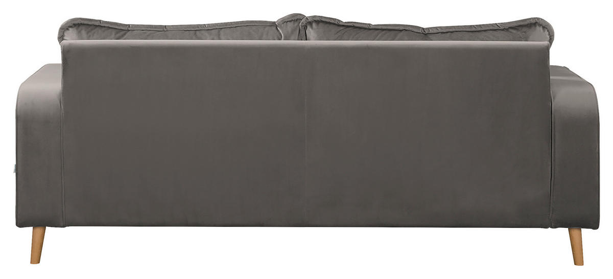 3-SITZER-SOFA in Mikrofaser Grau  - Wengefarben/Grau, Design, Holz/Textil (193/86/87cm) - Livetastic