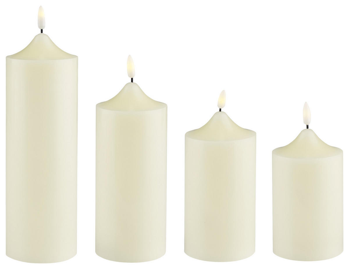 LED-KERZENSET  - Creme, KONVENTIONELL, Naturmaterialien - X-Mas