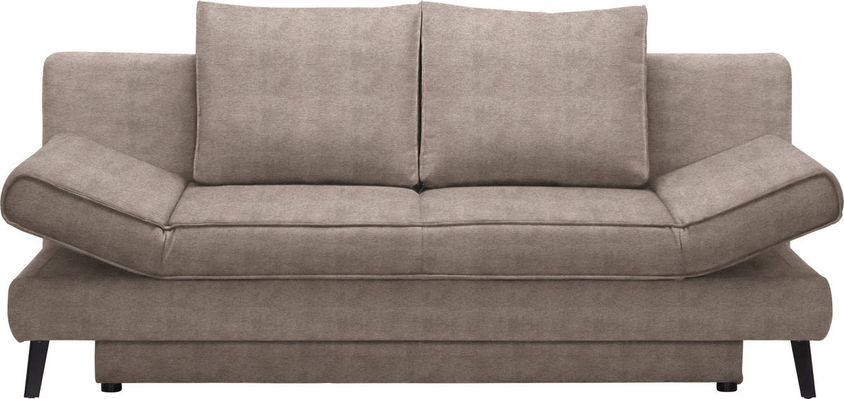 SCHLAFSOFA in Webstoff Taupe  - Taupe/Schwarz, Design, Textil/Metall (200/85/90cm) - Xora