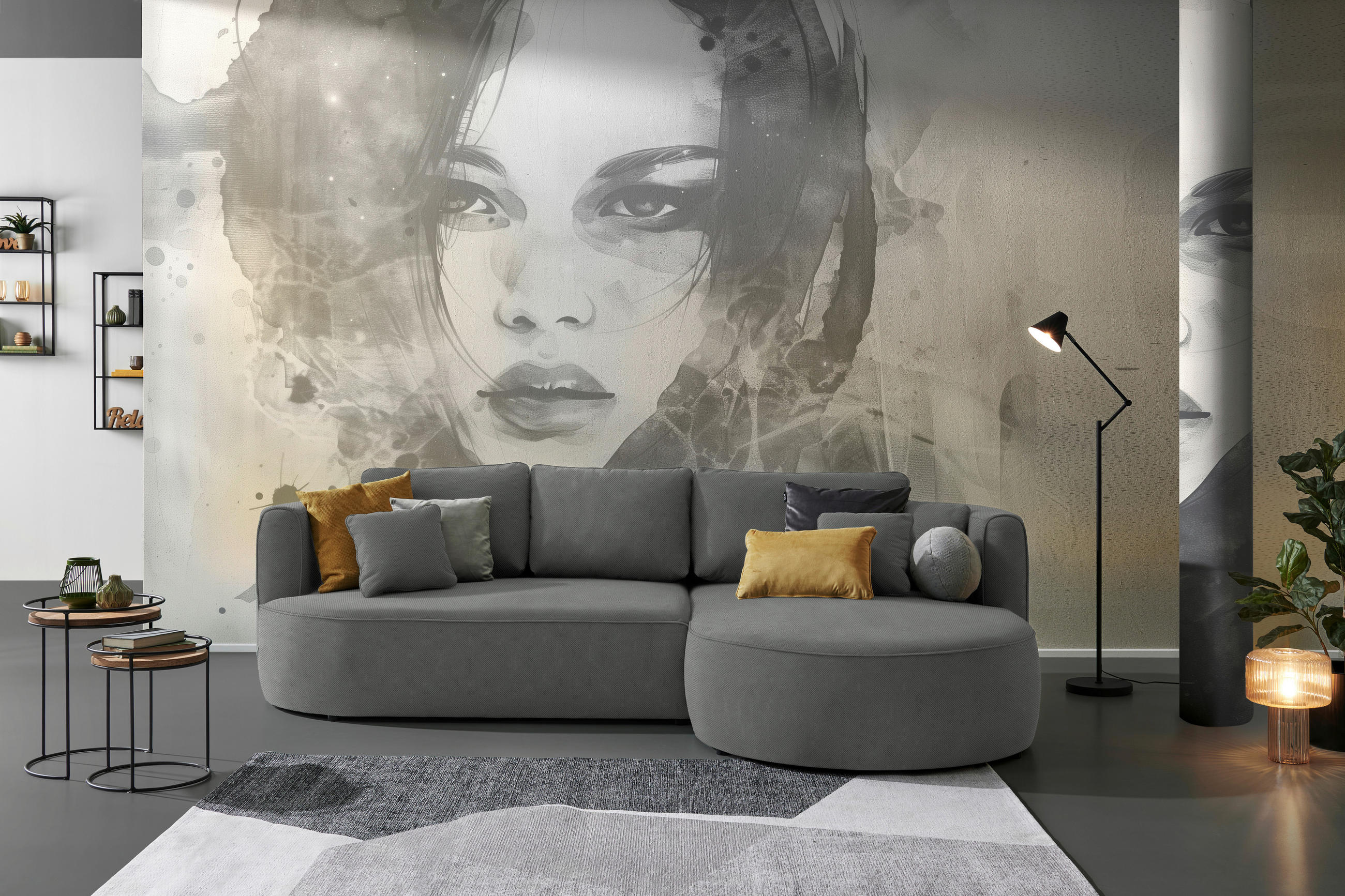 ECKSOFA in Webstoff Dunkelgrau  - Dunkelgrau/Schwarz, Modern, Kunststoff/Textil (284/183cm) - Welnova