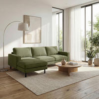 ECKSOFA Cord Olivgrün  - Schwarz/Olivgrün, Design, Textil/Metall (166/238cm) - Livetastic