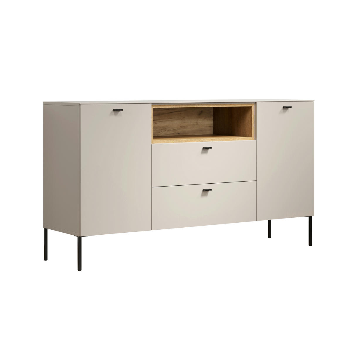 SIDEBOARD Sao Paulo WO 154/85/42 cm 2 Schublade(n)  - Kaschmir/Eichefarben, Basics, Holzwerkstoff/Metall (154/85/42cm) - MID.YOU