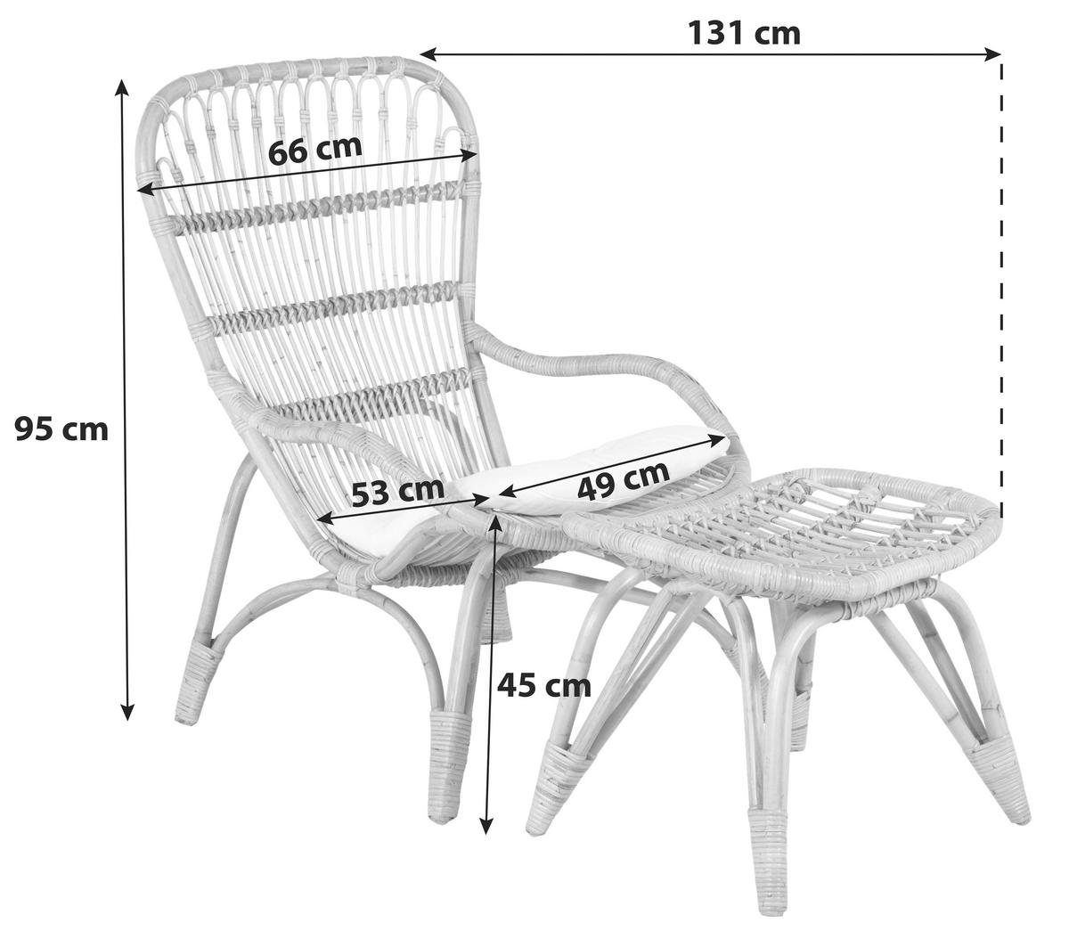 LOUNGESESSEL in Holz Braun, Weiß  - Braun/Weiß, KONVENTIONELL, Holz (66/95/131cm) - Gardenson