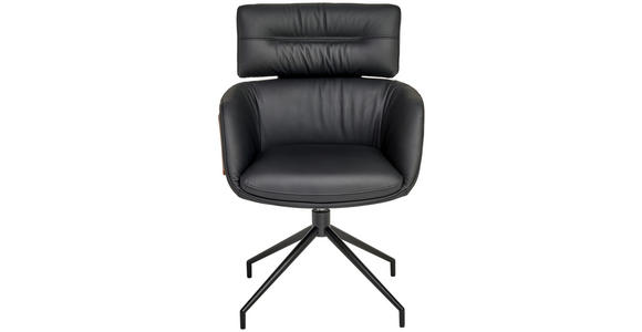 ARMLEHNSTUHL  Lederauswahl, Wippfunktion, Sitzfläche 360° drehbar, automatische Rückholfunktion  Echtleder  Schwarz, Walnussfarben  - Walnussfarben/Schwarz, Design, Leder/Holz (62/92/66cm) - Dieter Knoll