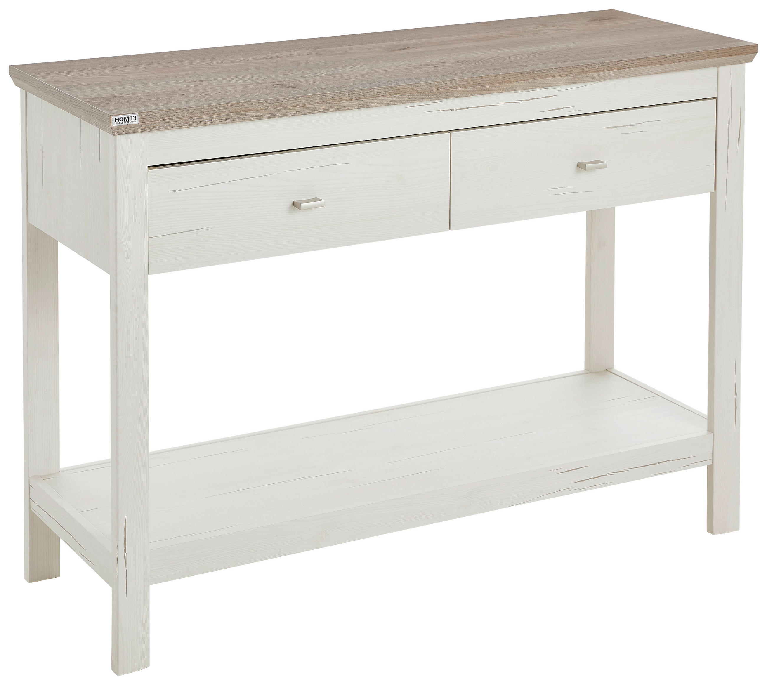 KONSOLENTISCH Grau, Weiß - Weiß/Grau, KONVENTIONELL, Metall (120/85/43cm) - Hom`in