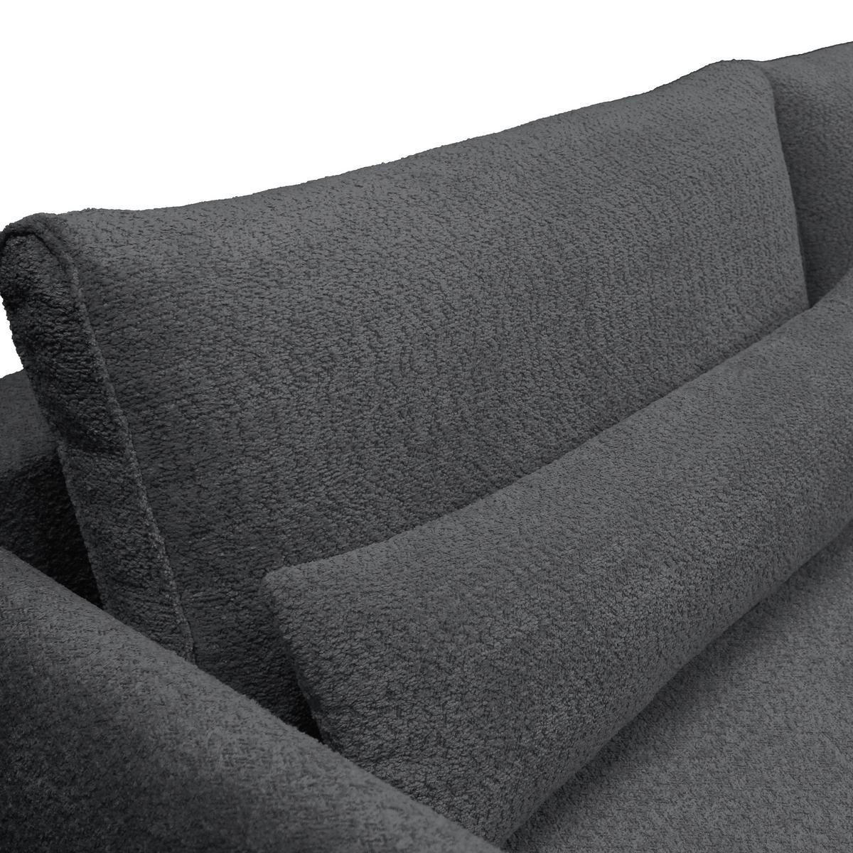 ECKSOFA Dunkelgrau Bouclé  - Dunkelgrau/Creme, Design, Textil/Metall (204/273cm) - MID.YOU