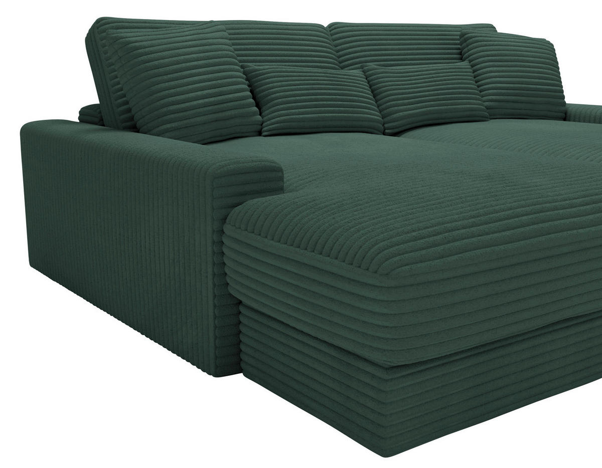BIGSOFA in Cord Waldgrün  - Waldgrün/Schwarz, Modern, Kunststoff/Textil (230/85/190cm) - Carryhome