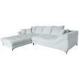 ECKSOFA Hellgrau Chenille  - Chromfarben/Hellgrau, KONVENTIONELL, Textil/Metall (227/329cm) - Carryhome