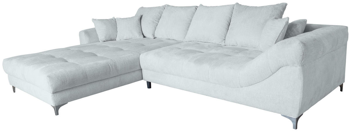 ECKSOFA in Chenille Hellgrau  227/329 cm  - Chromfarben/Hellgrau, KONVENTIONELL, Textil/Metall (227/329cm) - Carryhome