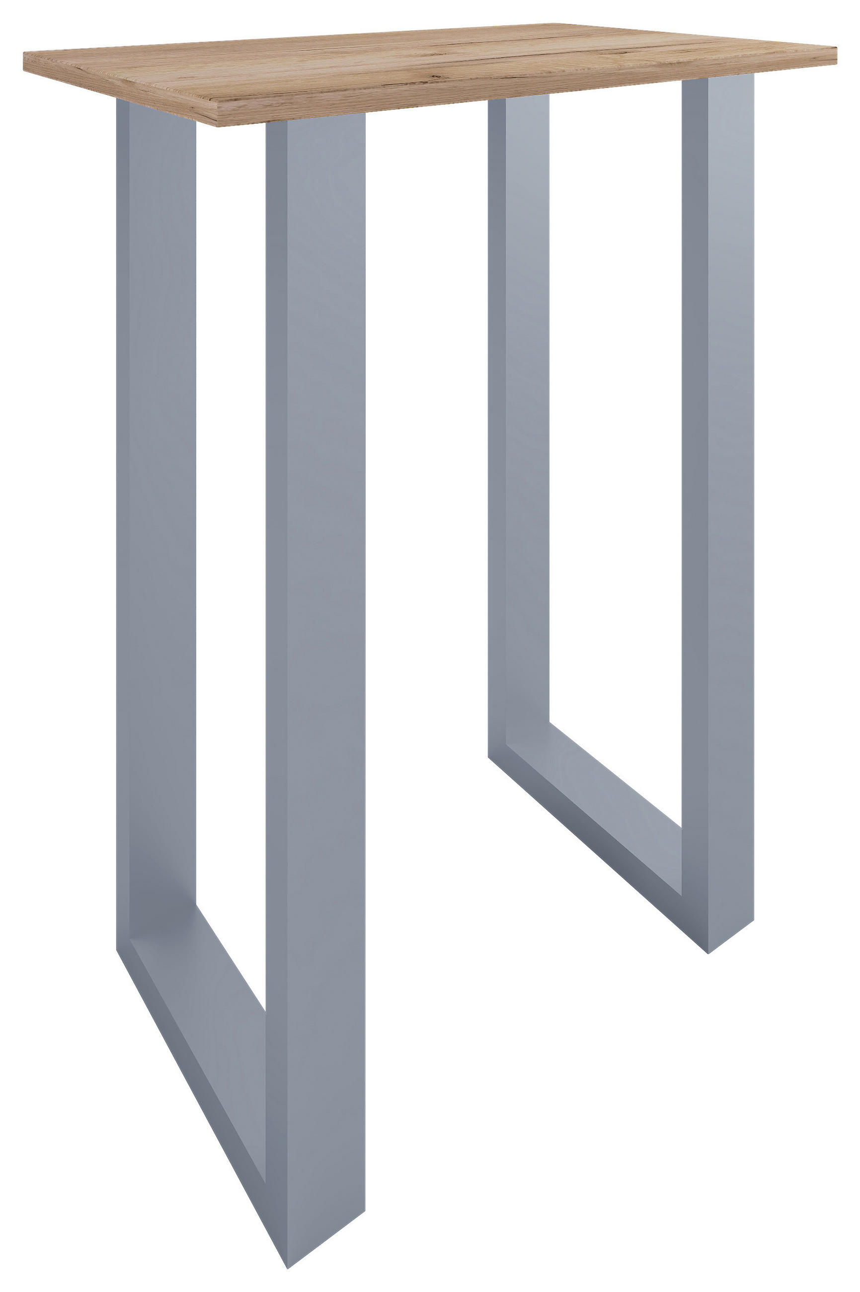 BARTISCH rechteckig Silberfarben, Honigeiche  - Honigeiche/Silberfarben, KONVENTIONELL, Holzwerkstoff/Metall (80/50/102cm) - MID.YOU