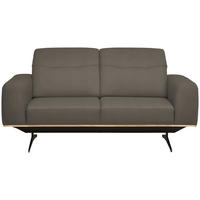 2-SITZER-SOFA in Echtleder Graubraun  - Graubraun/Schwarz, Design, Leder/Holz (174/76-97/102cm) - Novel