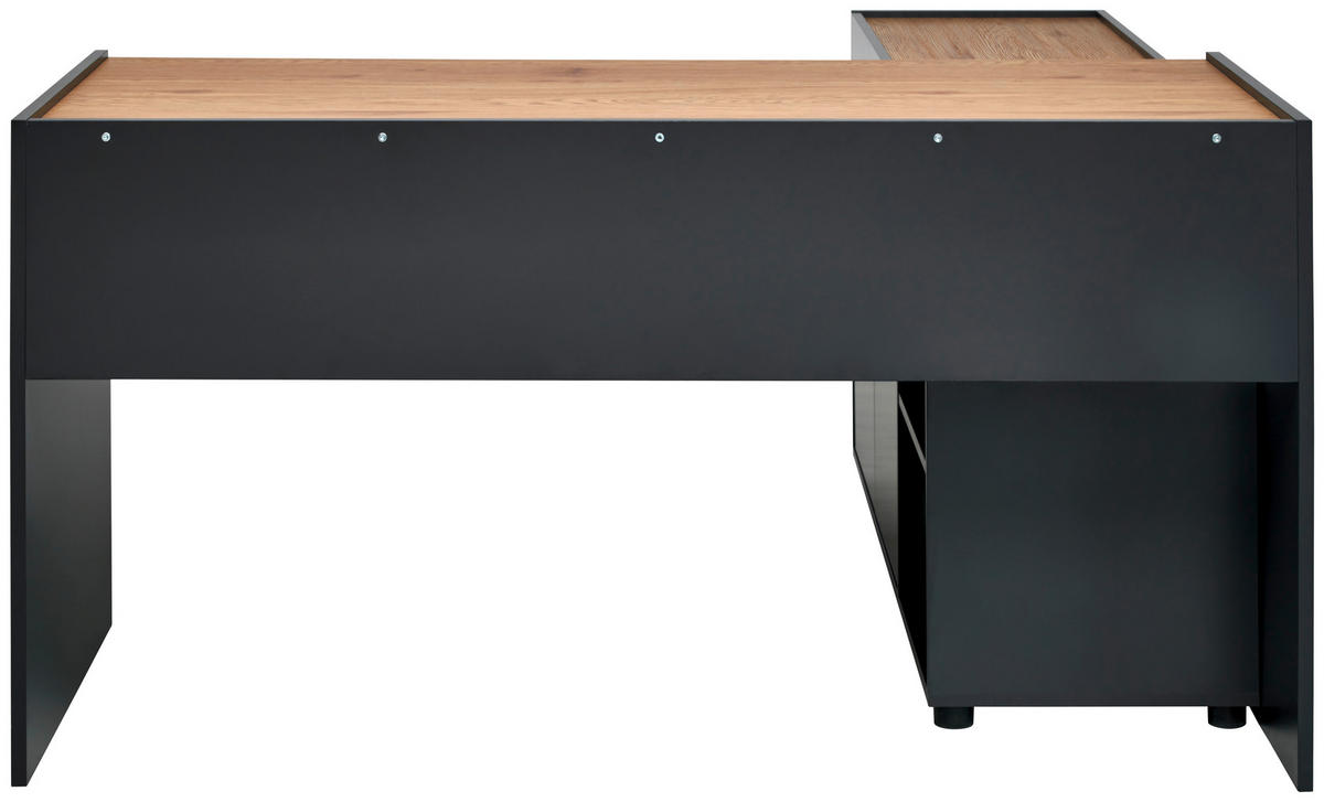 ECKSCHREIBTISCH  Schwarz, Eichefarben  - Eichefarben/Schwarz, MODERN, Holzwerkstoff (150/76,5/136,5cm) - MID.YOU