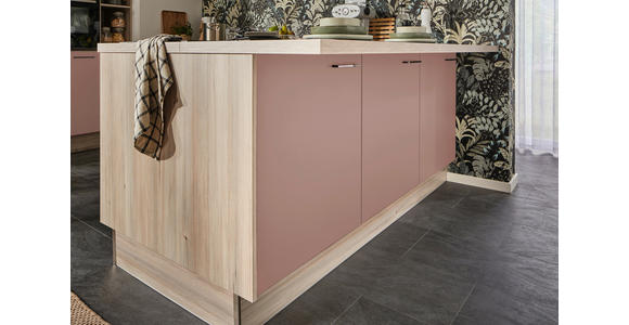 ECKKÜCHE  in Rosa, Tannenholzfarben  - Tannenholzfarben/Schwarz, Design, Holzwerkstoff/Metall (121,6/280/150cm) - Xora