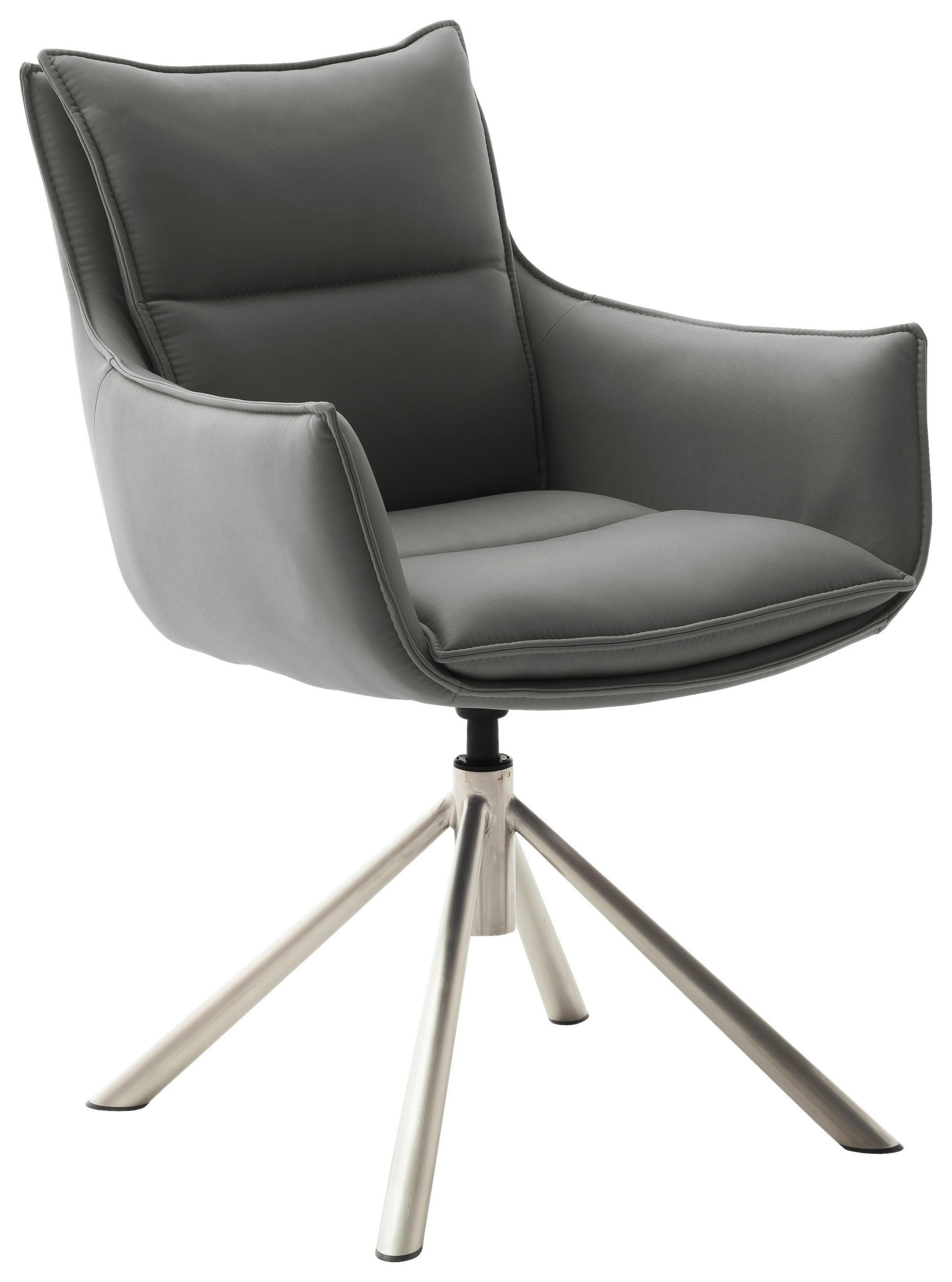 ARMLEHNSTUHL  Beinauswahl, Stoffauswahl, Typenauswahl, Sitzfläche 360° drehbar, automatische Rückholfunktion Mikrofaser, beschichtet  Anthrazit, Edelstahlfarben  - Edelstahlfarben/Anthrazit, Design, Textil/Metall (60/90/65cm) - Novel