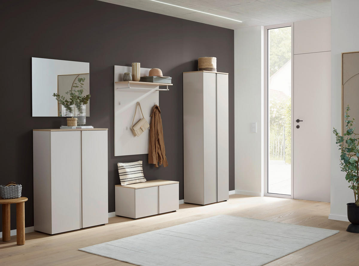 GARDEROBENBANK  in 80/40/38 cm  - Kaschmir/Eichefarben, Design, Kunststoff/Metall (80/40/38cm) - Voleo