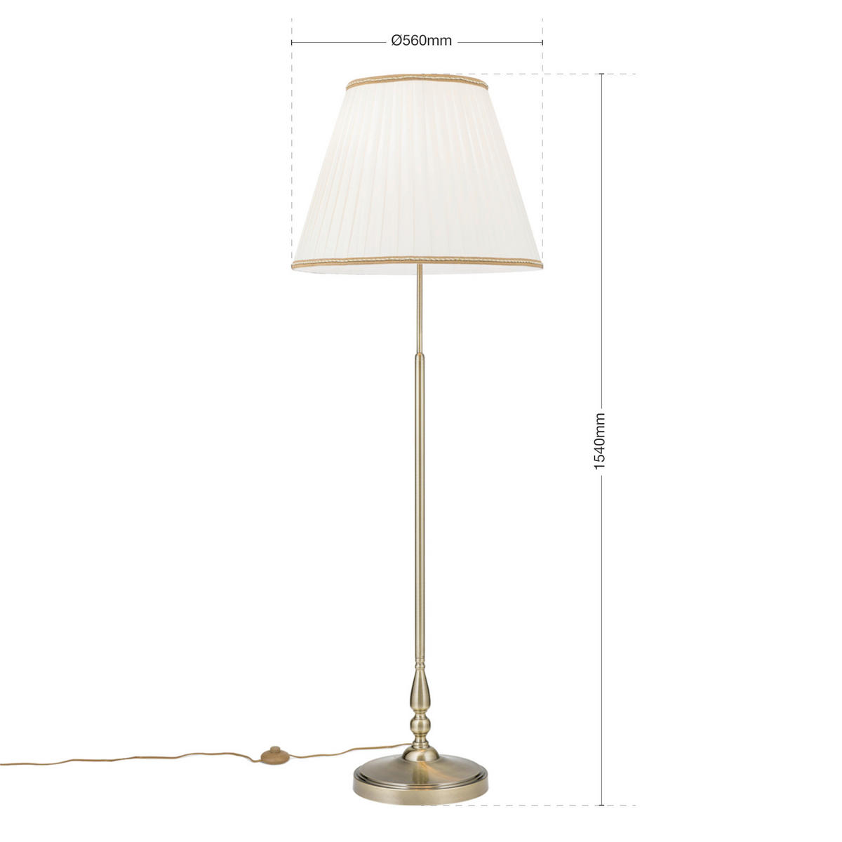 STEHLEUCHTE Tonia 56/154 cm   - Beige/Bronzefarben, LIFESTYLE, Textil/Metall (56/154cm)