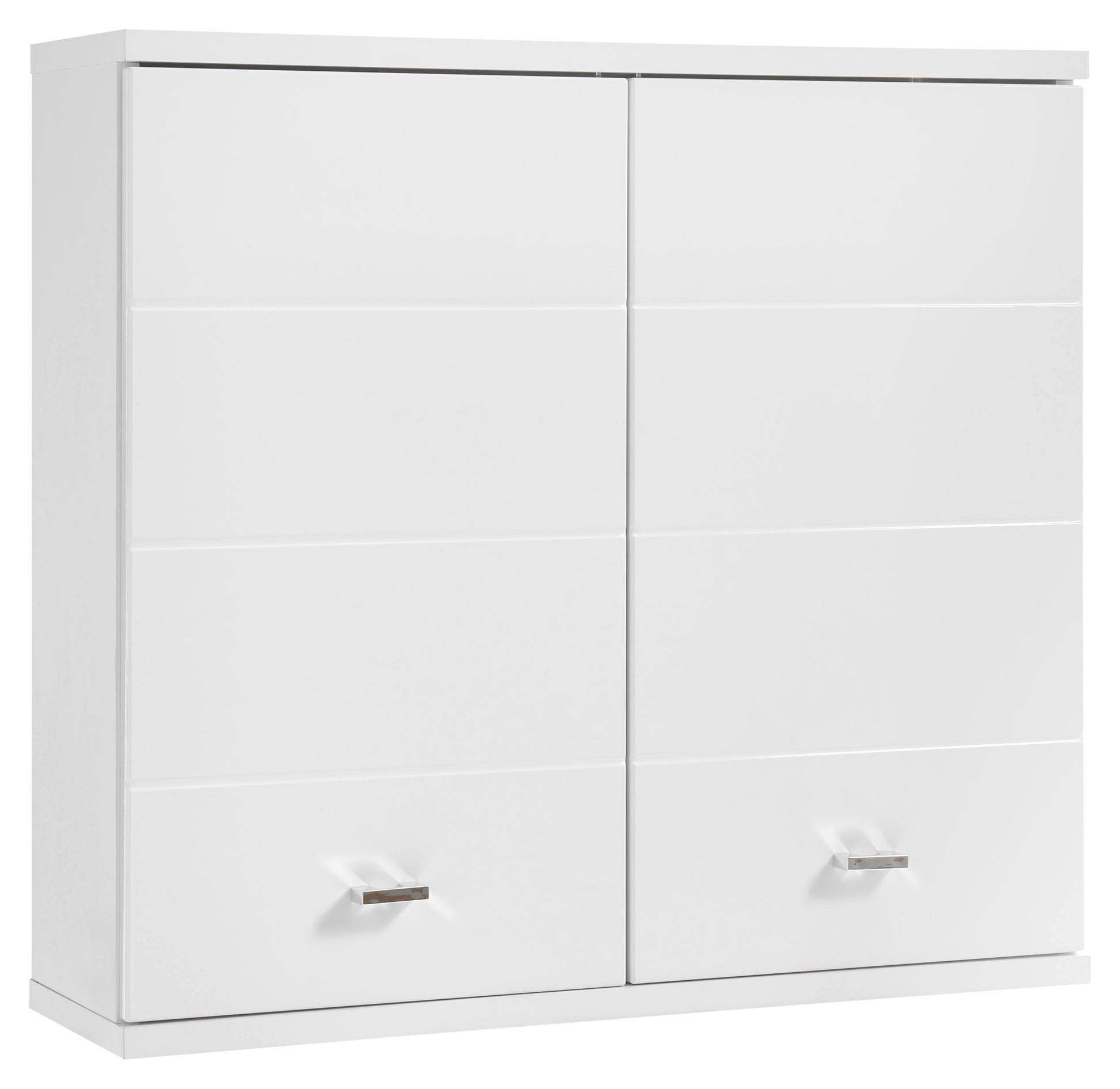 HÄNGESCHRANK  - Weiß Hochglanz/Silberfarben, Basics, Holzwerkstoff/Kunststoff (76/71/23cm) - Livetastic