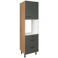 GERÄTEUMBAUSCHRANK Easytouch 60/216,6/58 cm Grün, Eichefarben  - Eichefarben/Schwarz, MODERN, Holzwerkstoff/Metall (60/216,6/58cm) - Nobilia