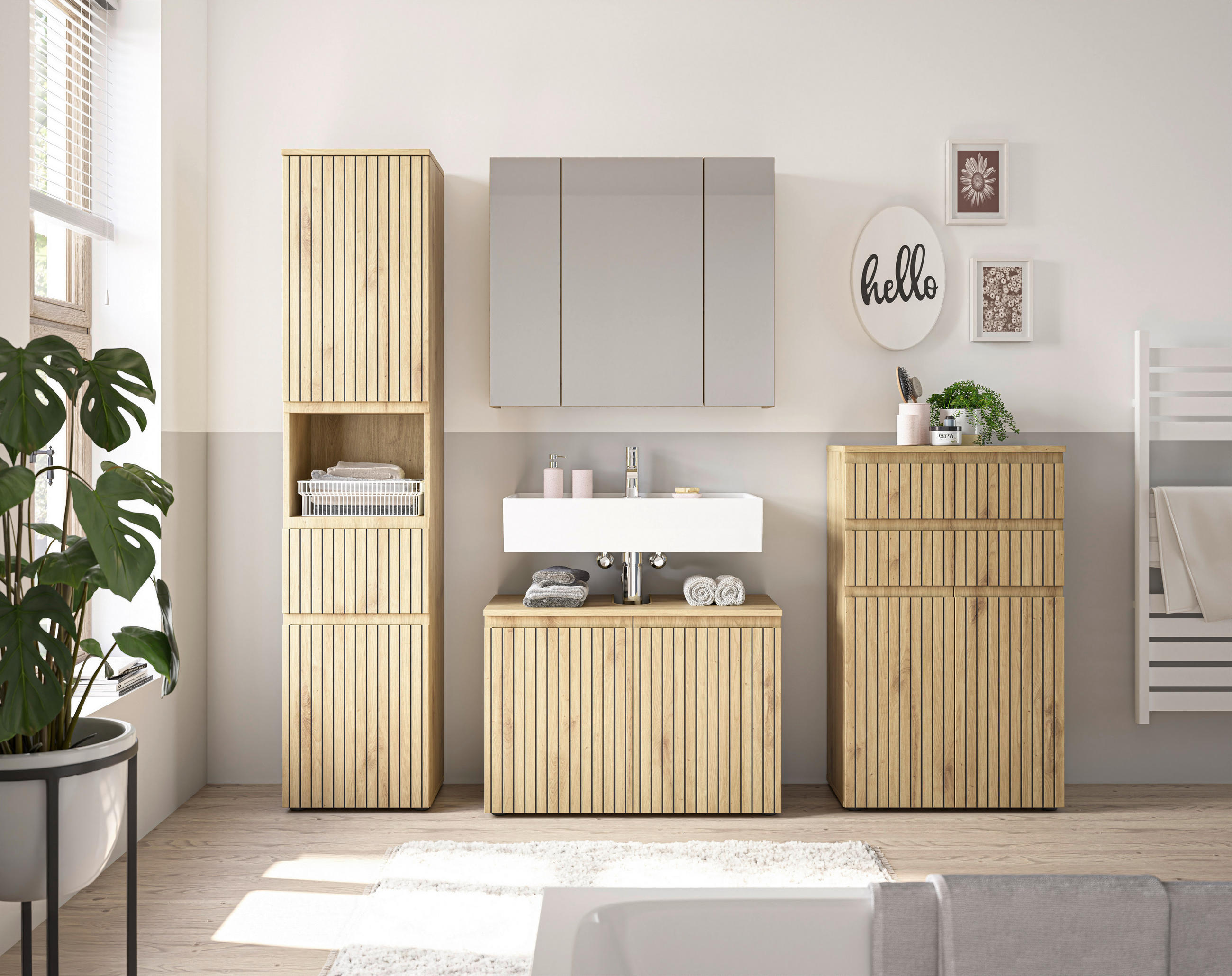 MIDISCHRANK 60/100/31 cm - Schwarz/Eiche Artisan, MODERN, Holzwerkstoff/Kunststoff (60/100/31cm) - MID.YOU