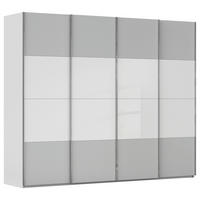 SCHWEBETÜRENSCHRANK 271/235/68 cm 4-türig Grau, Weiß  - Chromfarben/Weiß, KONVENTIONELL, Glas/Holzwerkstoff (271/235/68cm) - Novel