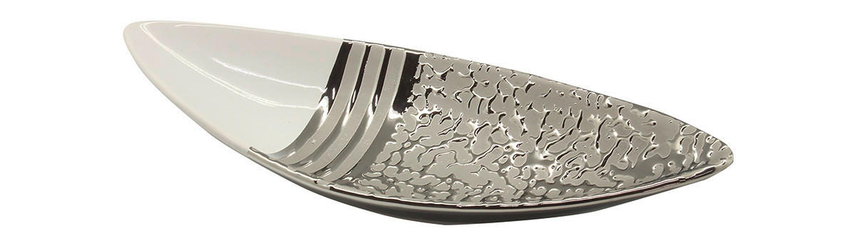 DEKOSCHALE - Weiss/Silberfarben, Basics, Keramik (14/36,5/7cm)