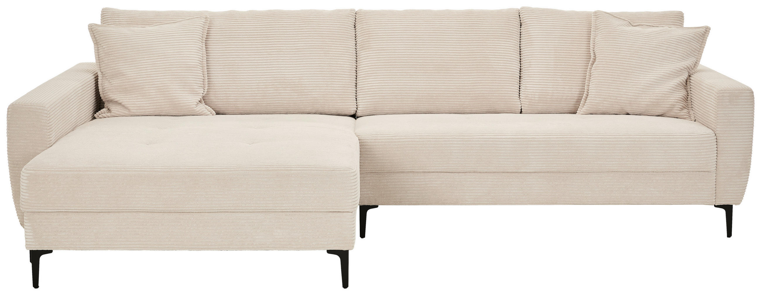 ECKSOFA Naturfarben Velours  - Schwarz/Naturfarben, Design, Textil/Metall (174/283cm) - Xora