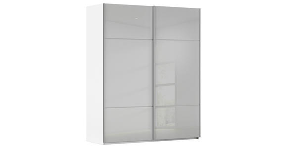 SCHWEBETÜRENSCHRANK  in Grau, Weiß  - Alufarben/Weiß, KONVENTIONELL, Glas/Holzwerkstoff (201/223/67cm) - Novel