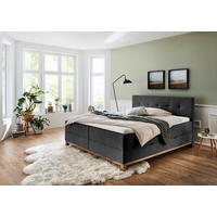 BOXBETT 180/200 cm,  in Anthrazit, Bettkasten, Topper, H3 + H3 = fest  - Eichefarben/Anthrazit, MODERN, Holz/Textil (180/200cm) - Livetastic