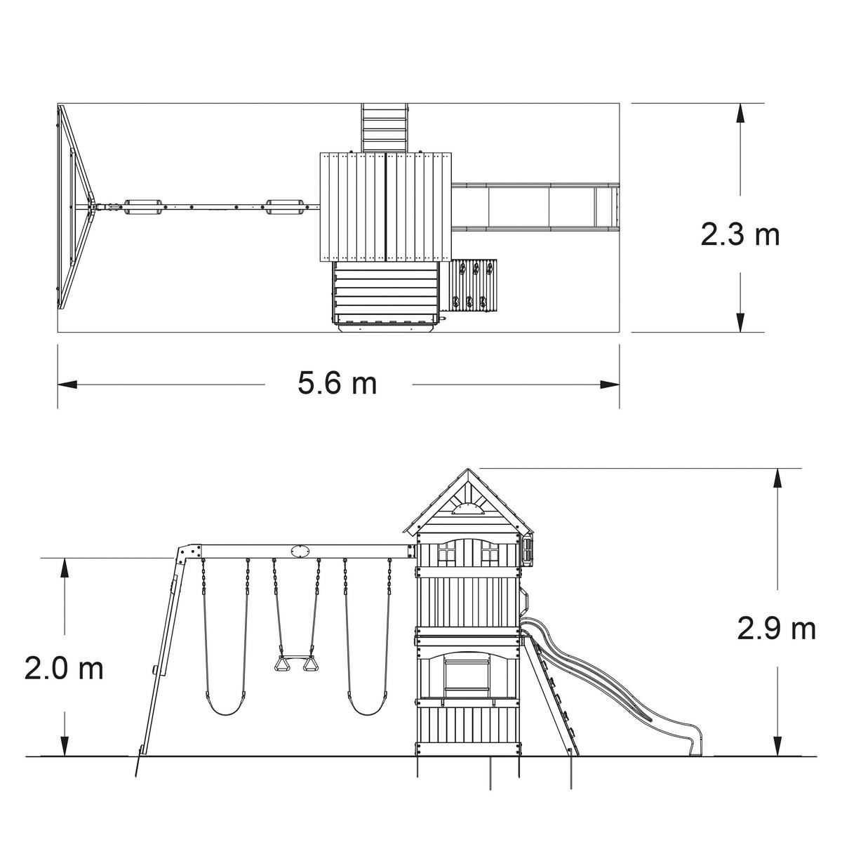 Spielturm Atlantic 551,2/284,5/236,2 cm Backyard Discovery  - Dunkelgrün/Gelb, Basics, Holz/Kunststoff (551,2/284,5/236,2cm) - Ambia Garden